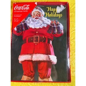 New Coca-Cola Santa Happy Holidays Christmas Cards Boxed 8